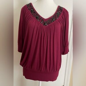 Women’s Apt. 9 Jeweled Short Sleeve Top, Medium